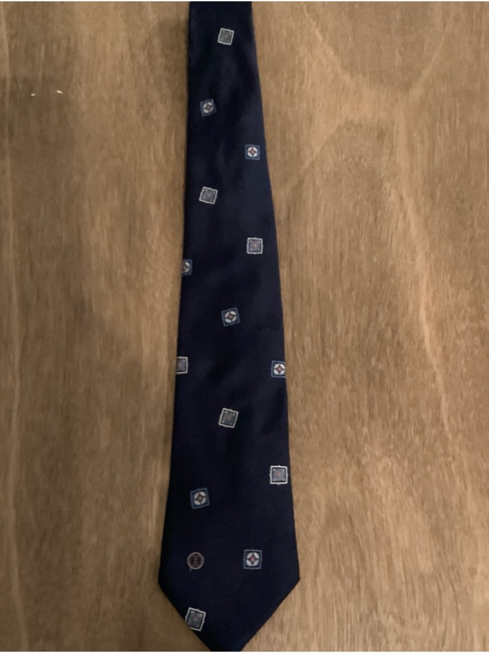 Halston III Men's Navy Blue Geometric Pattern Tie